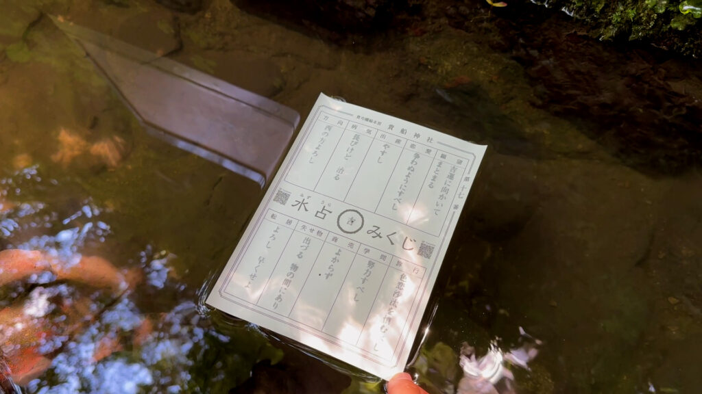 貴船神社、水占みくじ