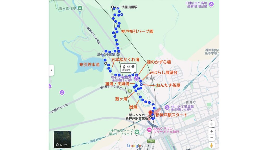 布引の滝・地図